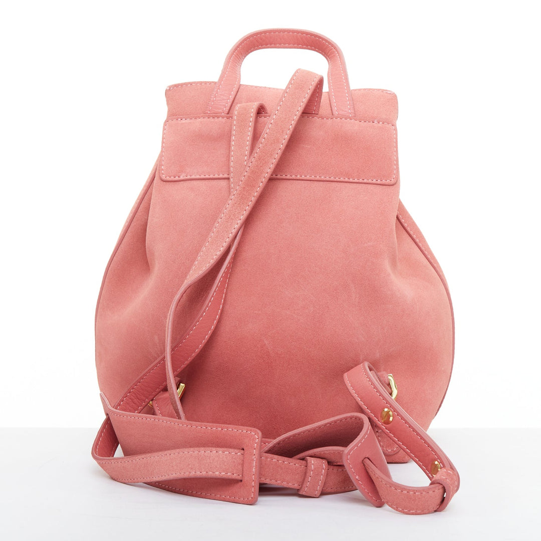 MANSUR GAVRIEL Suede Mini Backpack pink leather gold logo tie bag