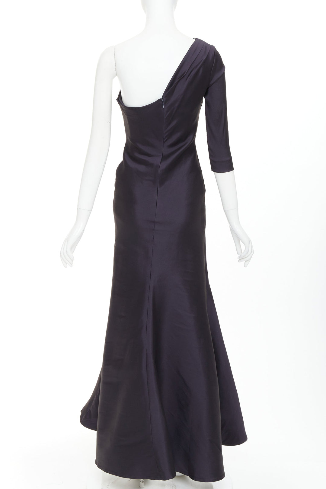 OSCAR DE LA RENTA P13 navy silk tafetta corset one shoulder mermaid gown US0 XS