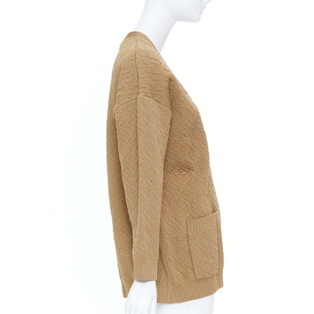 FENDI SKIMS 2021 Runway monogram logo knit oversized pocket cardigan IT36 XXS