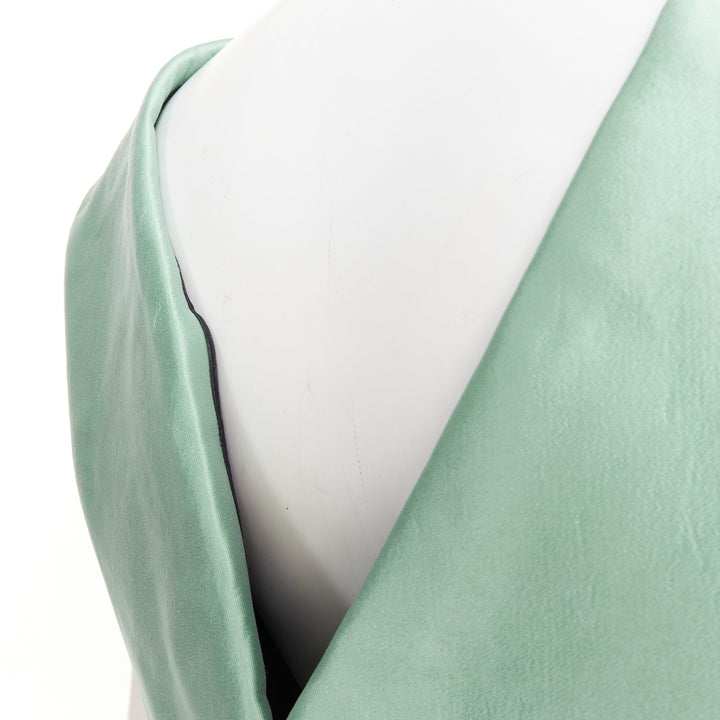 rare BALENCIAGA 2007 teal green silk sunburst panelled architectural top FR38 M