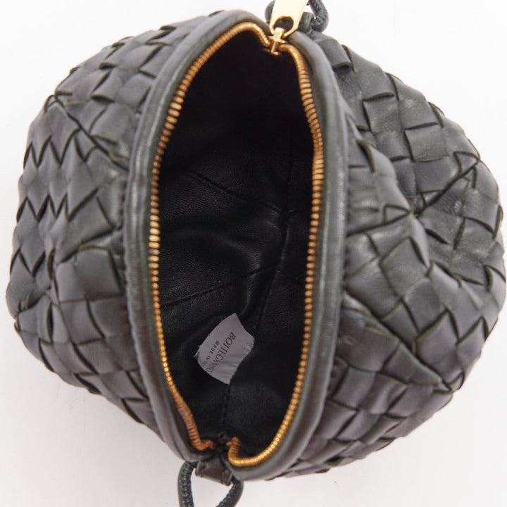 BOTTEGA VENETA 2023 Mava Mini dark grey intrecciato woven lambskin sphere bag