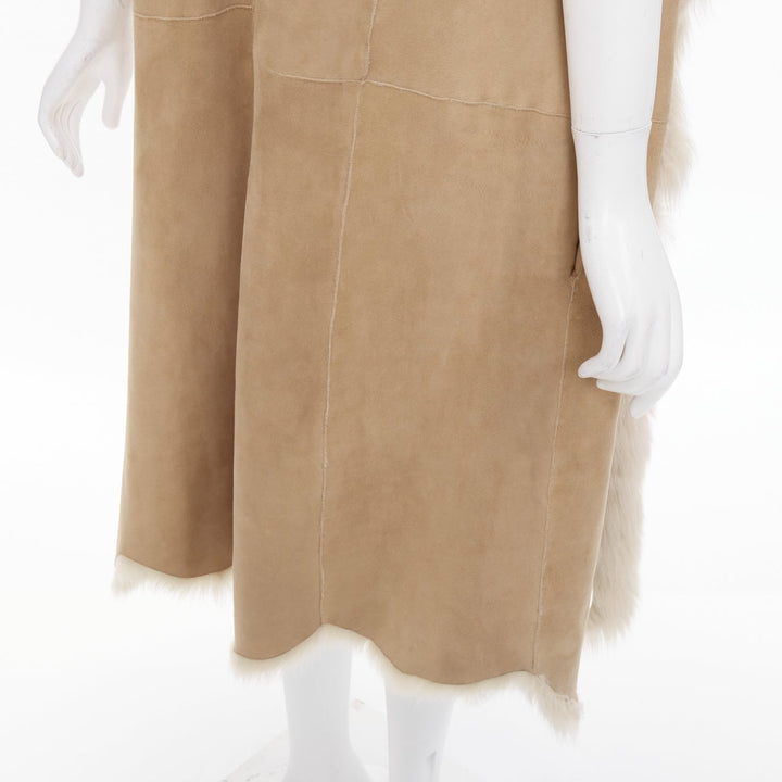 MICHAEL KORS COLLECTION Runway brown fur lined suede leather vest coat