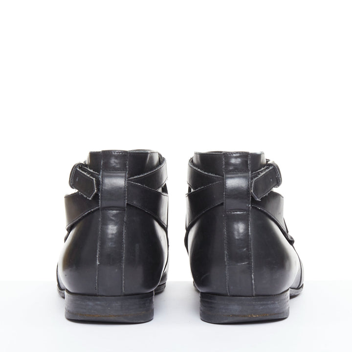SAINT LAURENT Cropped Jodhpur 20 black leather silver buckl ankle boots EU41