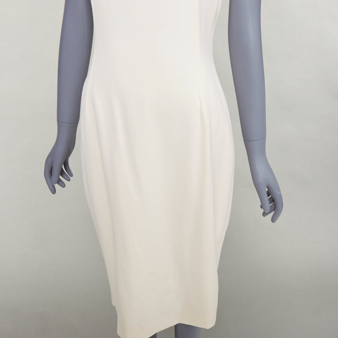 DOLCE GABBANA Vintage cream virgin wool panelled scoop neck sheath dress IT44 L