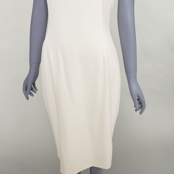 DOLCE GABBANA Vintage cream virgin wool panelled scoop neck sheath dress IT44 L