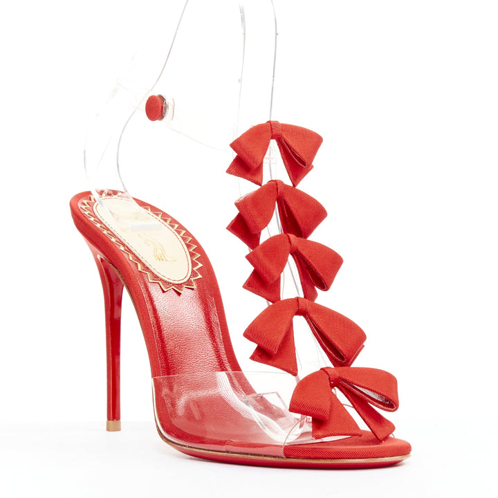 CHRISTIAN LOUBOUTIN 20th Anniversary Bow Bow 100 PVC red grosgrain heels EU38.5
