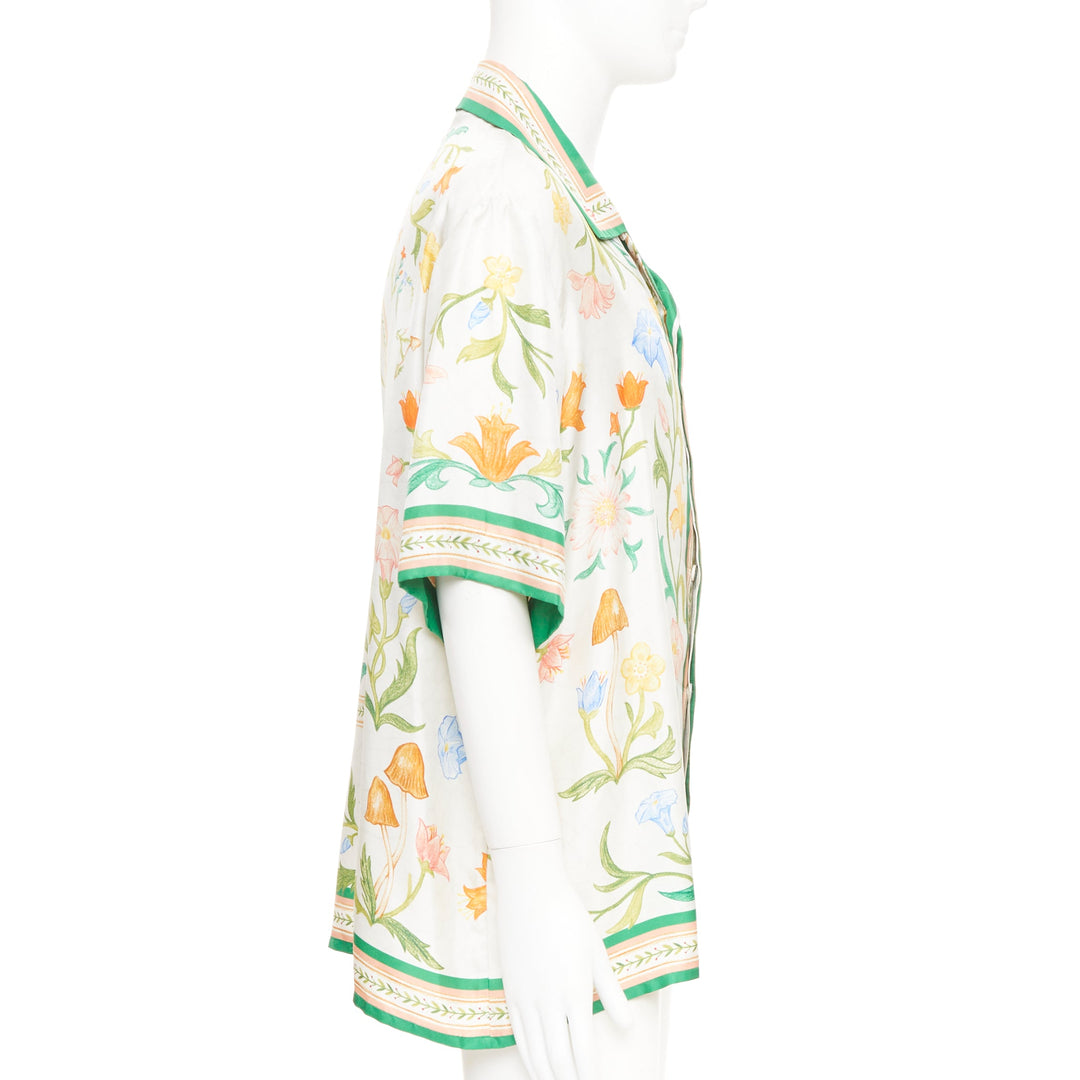 CASABLANCA 2023 L'Arche Fleurie printed silk cuban collar bowling shirt top XXL