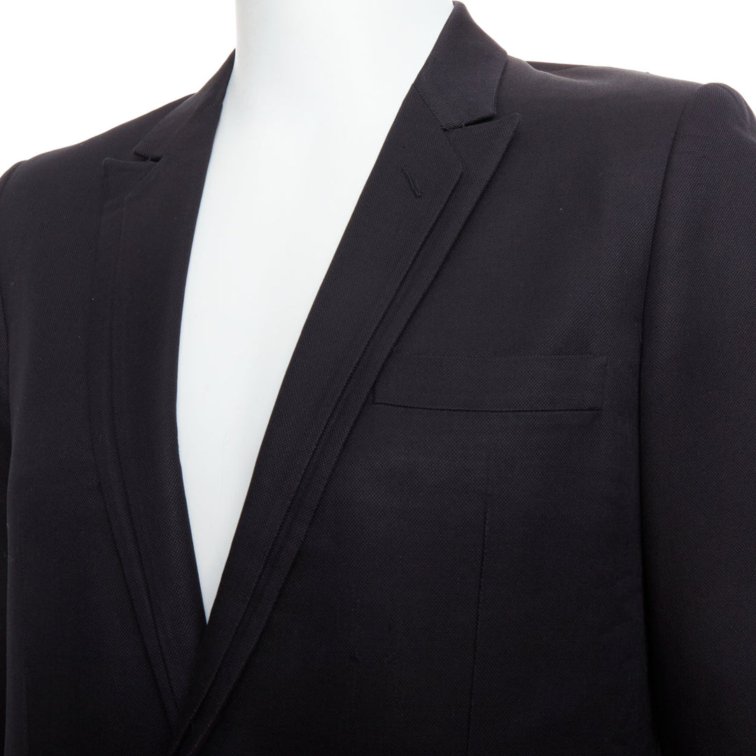 GIANNI VERSACE Vintage black cotton silk double collar long coat IT48 M