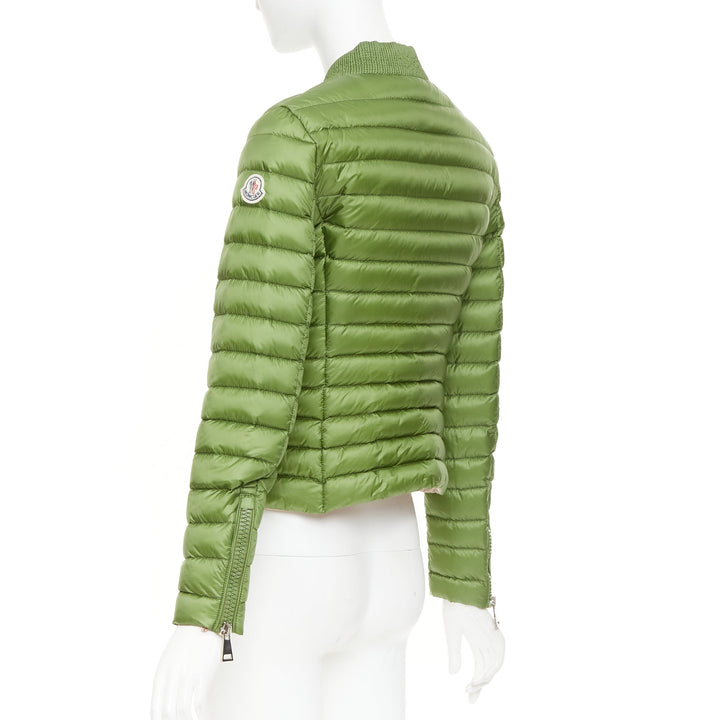 MONCLER Blen Giubotto green horizontal down quilted zip up jacket Sz.1 S