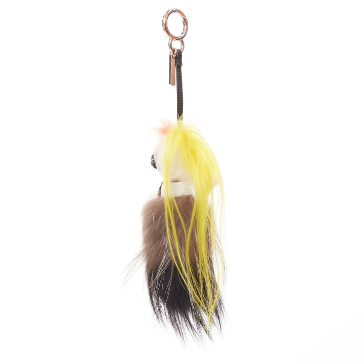 FENDI 2014 Runway Mini Karlito mink fox fur yellow hair caricature charm