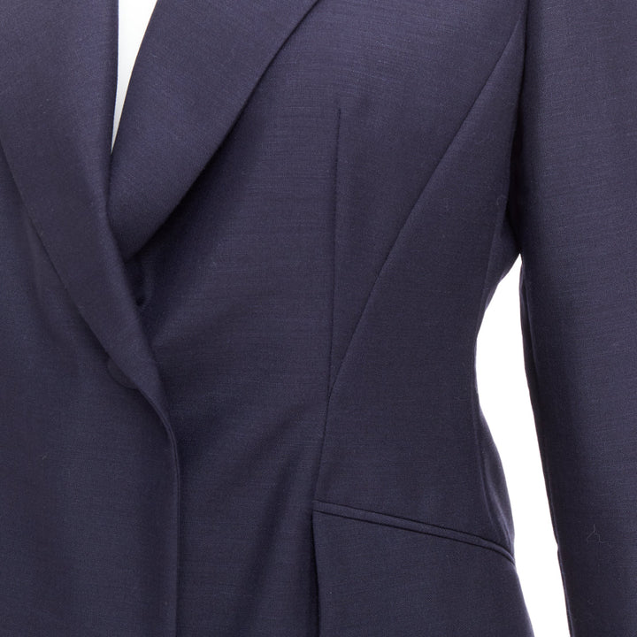CHRISTIAN DIOR Bar navy mohair wool double breasted silk lined blazer FR42 XL
