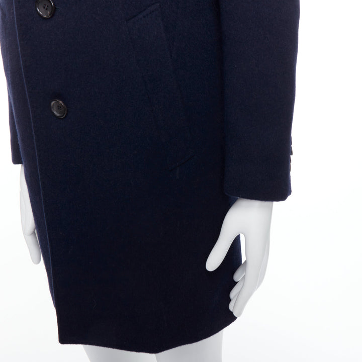 CANALI Kei 100% wool navy blue single vent long coat IT44 XS