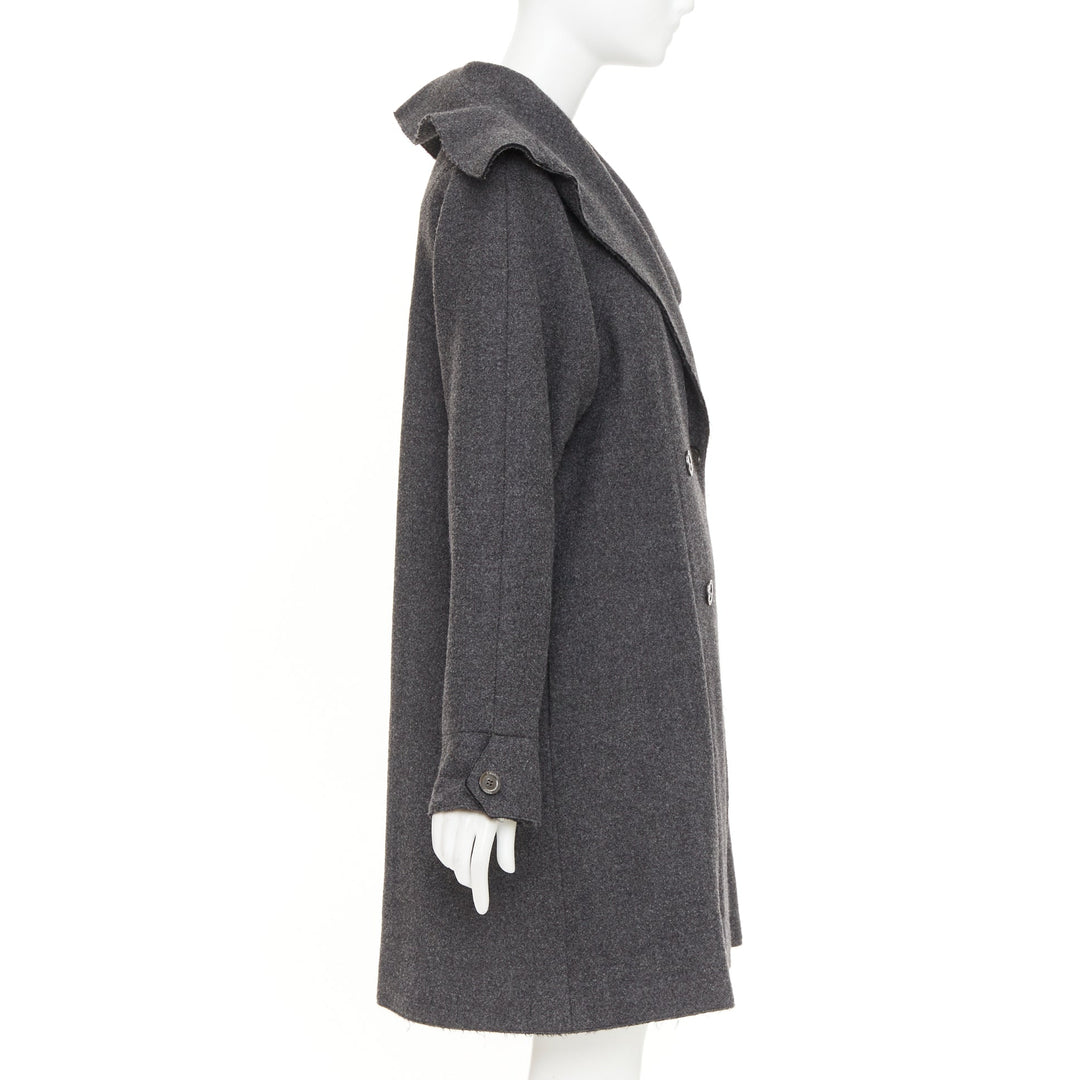 CHANEL 2011 Byzance grey wool oversized cape collar double breasted coat