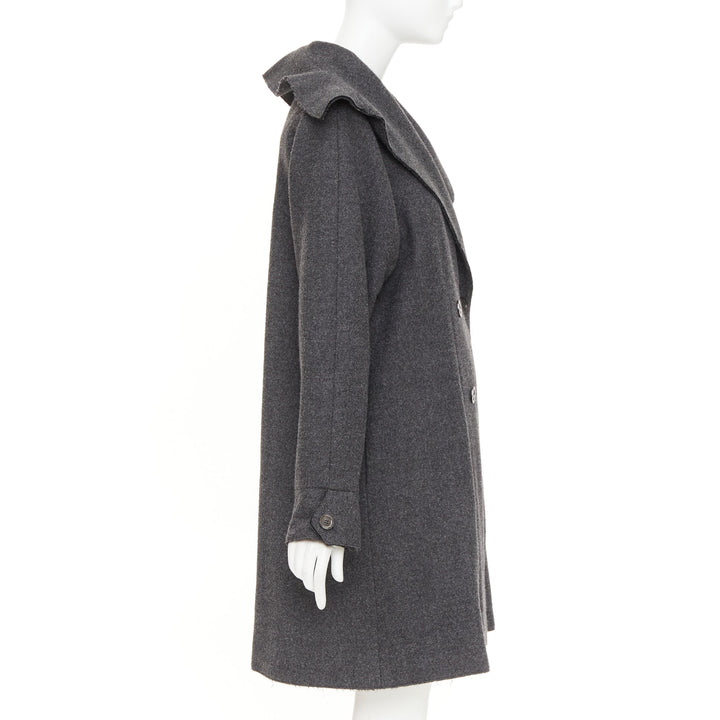 CHANEL 2011 Byzance grey wool oversized cape collar double breasted coat