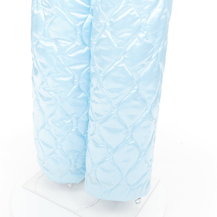 MIU MIU 2021 Runway Winter Pants sky blue quilted nylon wide pants IT38 XS