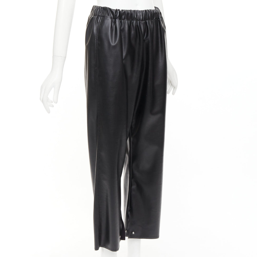 MAISON MARGIELA MM6 black faux leather grommet cropped pants IT38 XS