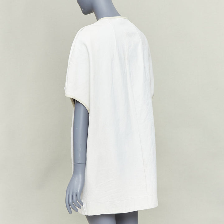 RICK OWENS 2012 Naska off white lambskin contrast trim cape jacket IT40 S