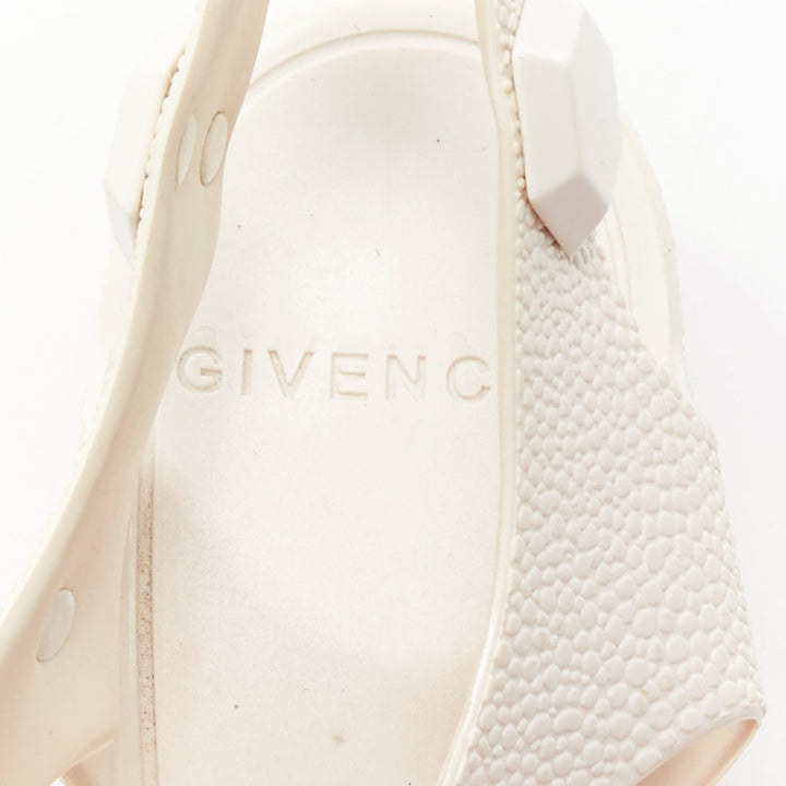 GIVENCHY white textured rubber hexagon stud flat jelly sandals EU41