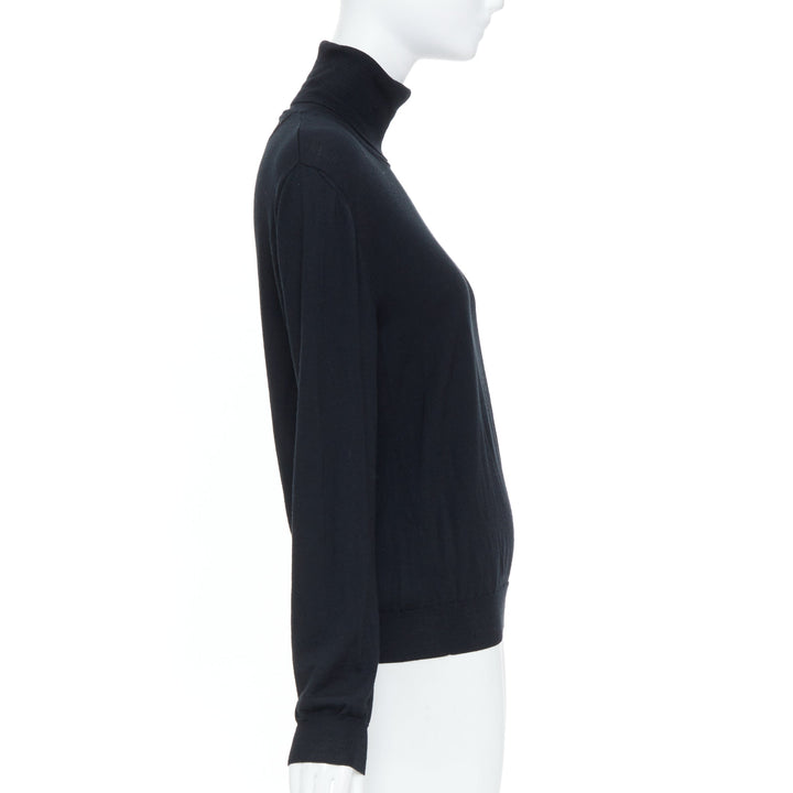 VALENTINO 2021 Rockstud black fine knit virgin wool turtleneck sweater M