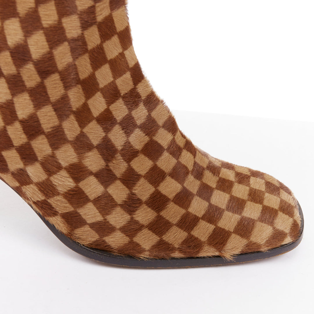 LOUIS VUITTON 1999 Vintage Marc Jacobs Damier Sauvage calfhair ankle boots EU37