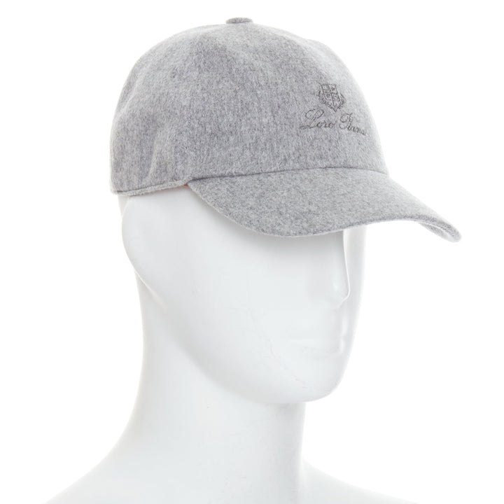 LORO PIANA Cashmere Storm System grey virgin wool cashmere cap hat L