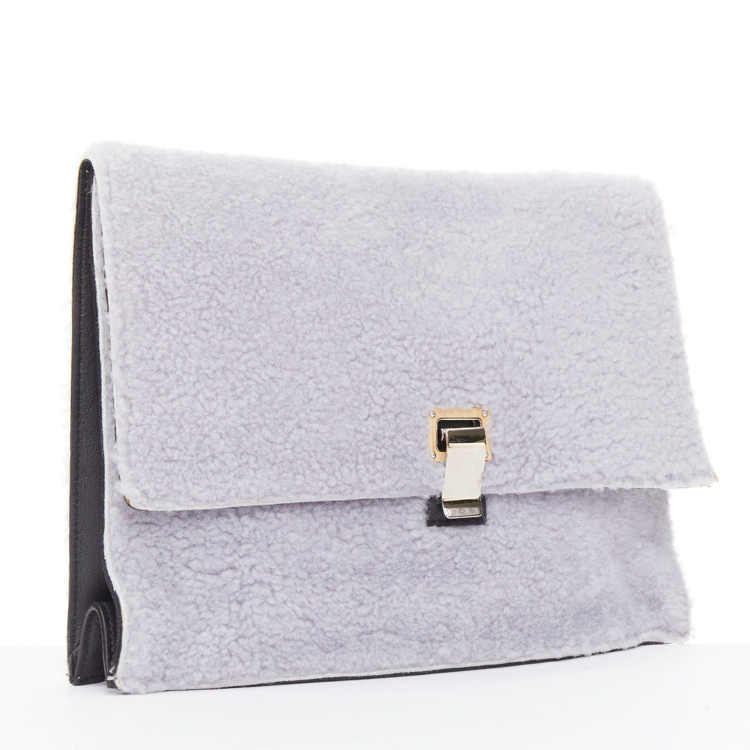 PROENZA SCHOULER 2013 Runway Lunch lilac purple shearling envelop clutch bag
