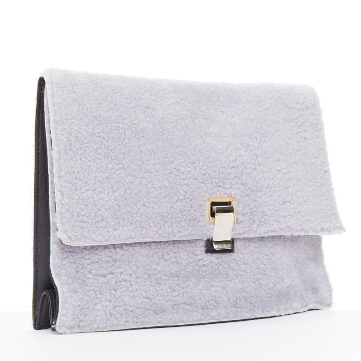 PROENZA SCHOULER 2013 Runway Lunch lilac purple shearling envelop clutch bag