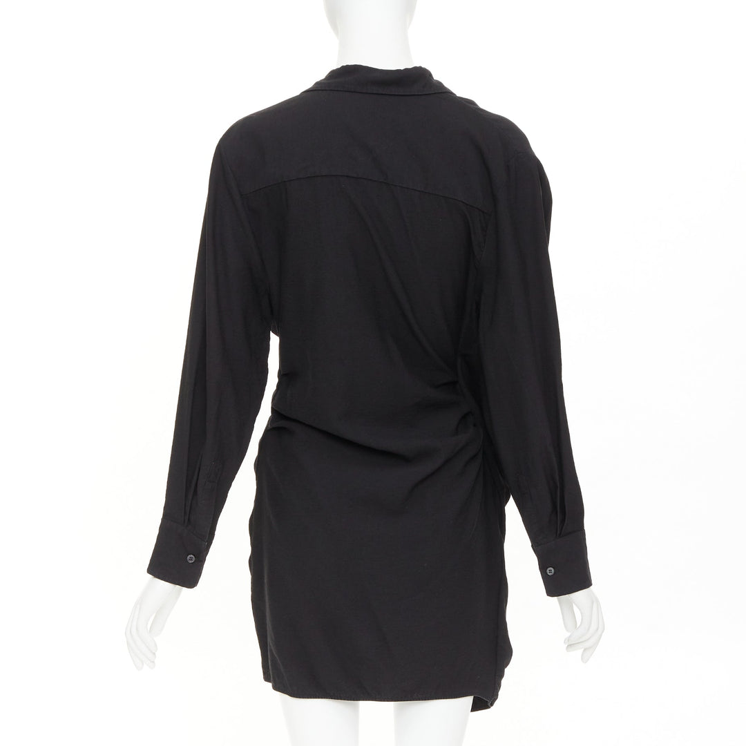JACQUEMUS Le Splash La Robe Bahia black plunge asymmetric drape dress FR38 M