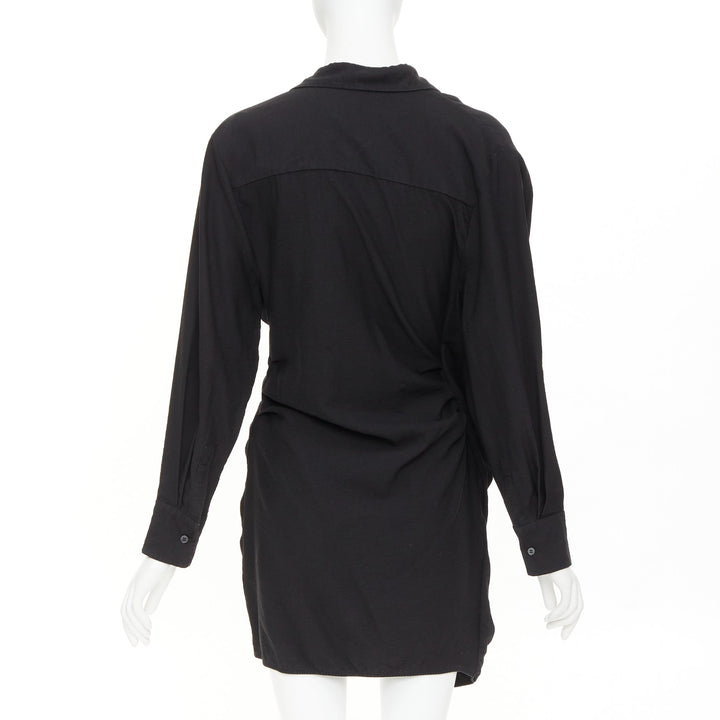 JACQUEMUS Le Splash La Robe Bahia black plunge asymmetric drape dress FR38 M