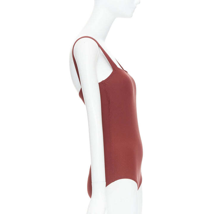 HERMES VINTAGE Martin Margiela dar orange twill jersey one-piece bodysuit FR40 L