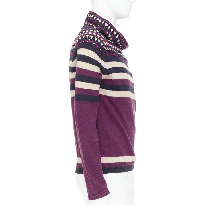BURBERRY PRORSUM Christopher Bailey Runway purple bateau cowl collar sweater S