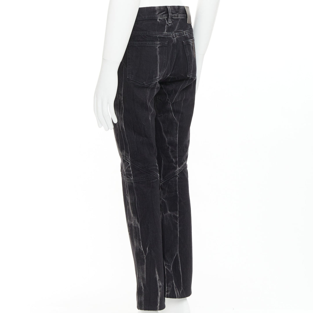 GIVENCHY grey acid washed cotton lightning topstitch panelled jeans 29"