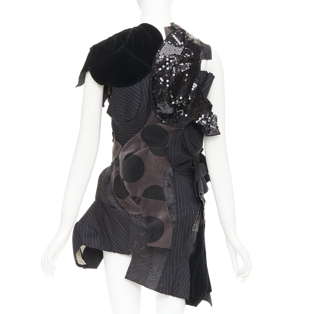 rare COMME DES GARCONS 2009 Runway black patchwork mini skirt