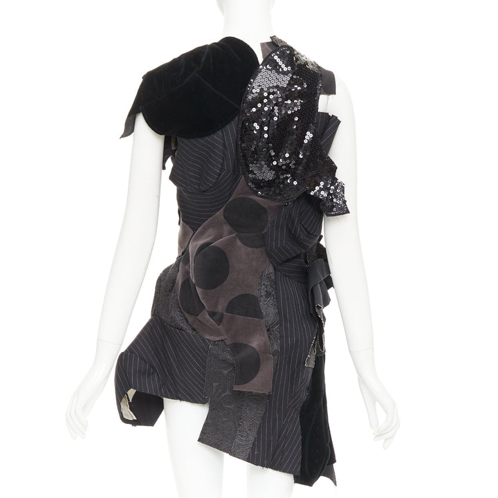 rare COMME DES GARCONS 2009 Runway black patchwork mini skirt