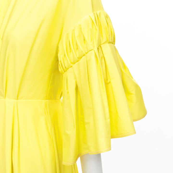 ROKSANDA sunshine yellow cotton origami pleat flared sleeves A-line dress UK6 XS