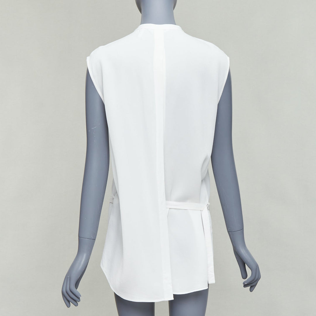 HELMUT LANG white tie front deconstructed backless vest top S