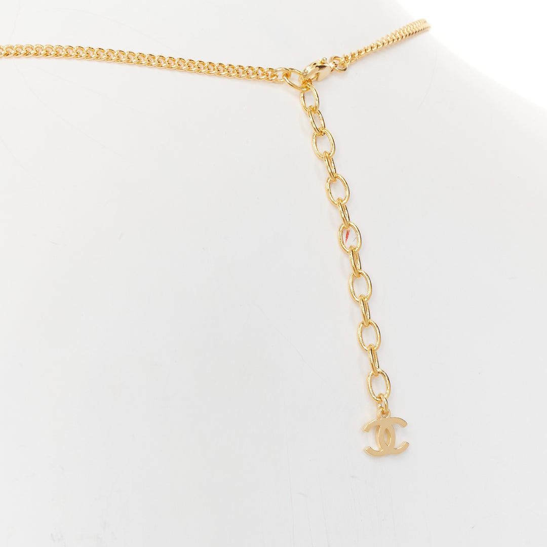 CHANEL G23A 2023 VIC Limited Gift gold CC logo Africa Map pearl strass necklace