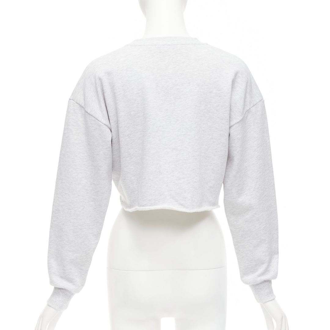 CELINE Runway grey cotton varsity logo cutoff sweatshirt crop top XS