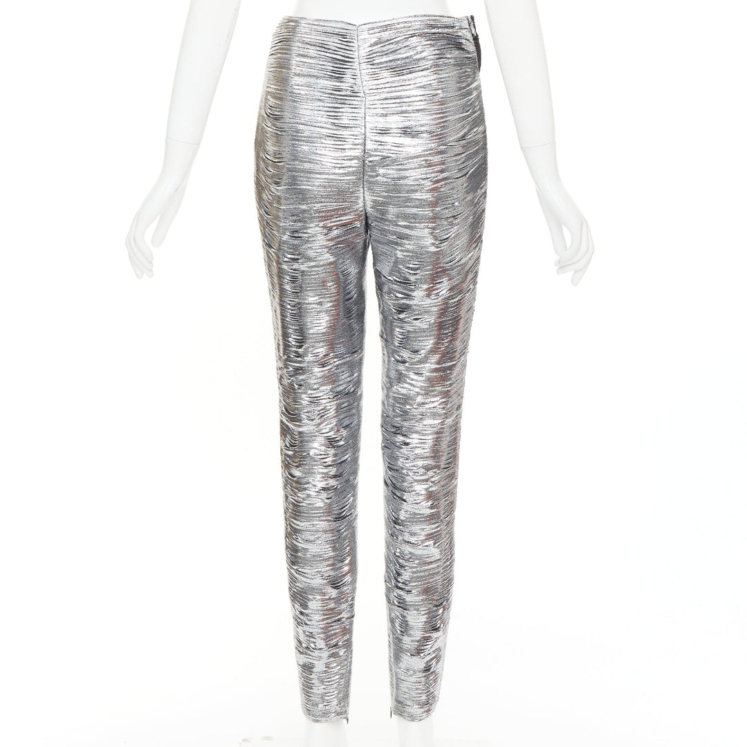 ALEXANDRE VAUTHIER COUTURE AW2023 Runway silver ruffle one shoulder top pant set