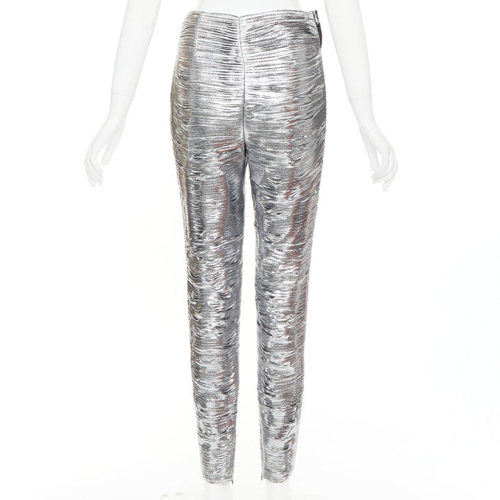 ALEXANDRE VAUTHIER COUTURE AW2023 Runway silver ruffle one shoulder top pant set