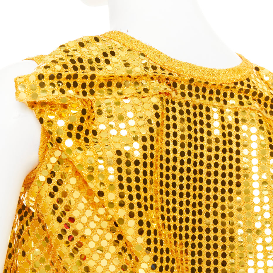 COMME DES GARCONS yellow gold round sequinned deconstructed 3D cut cropped vest