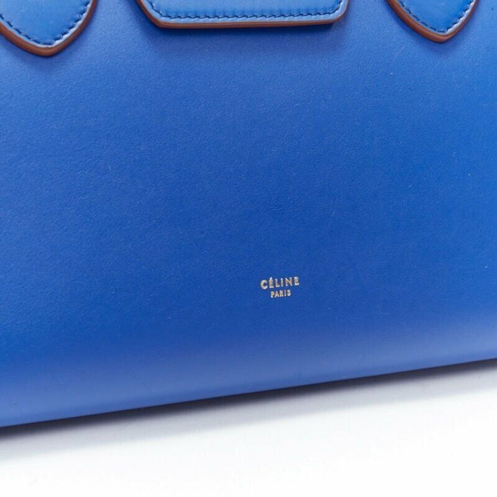 CELINE PHOEBE PHILO Knot cobalt blue calfskin large shopper tote bag full