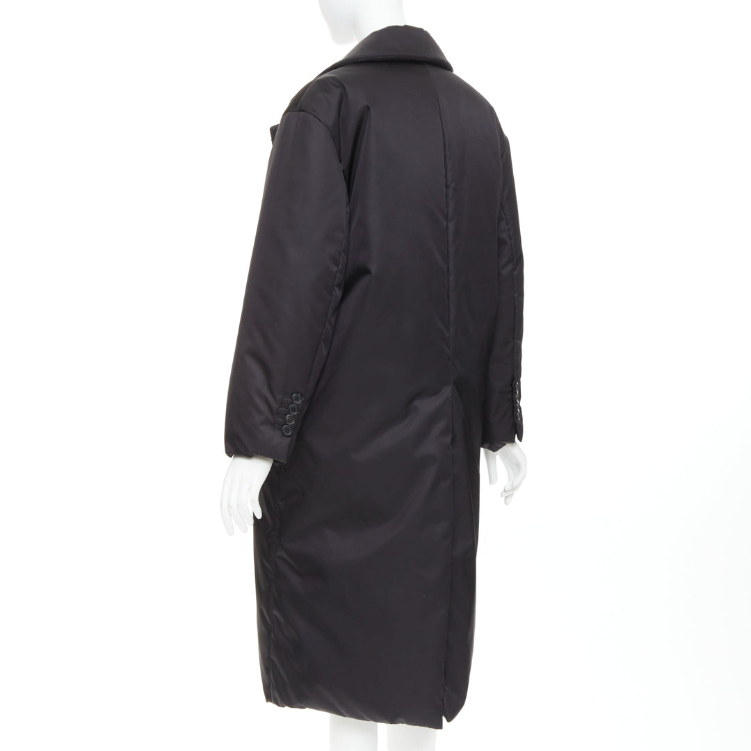 PRADA 2022 Re-Nylon black silver logo flap pocket technical puffer coat IT36 XXS