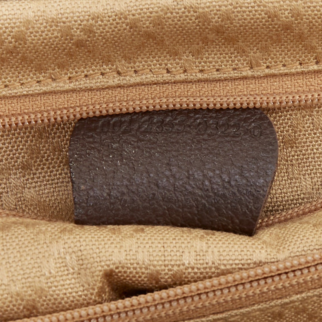 GUCCI Vintage Bamboo brown suede leather nude handle satchel bag