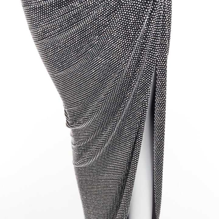 ALEXANDRE VAUTHIER silver strass crystal twisted bust cut out draped skirt gown