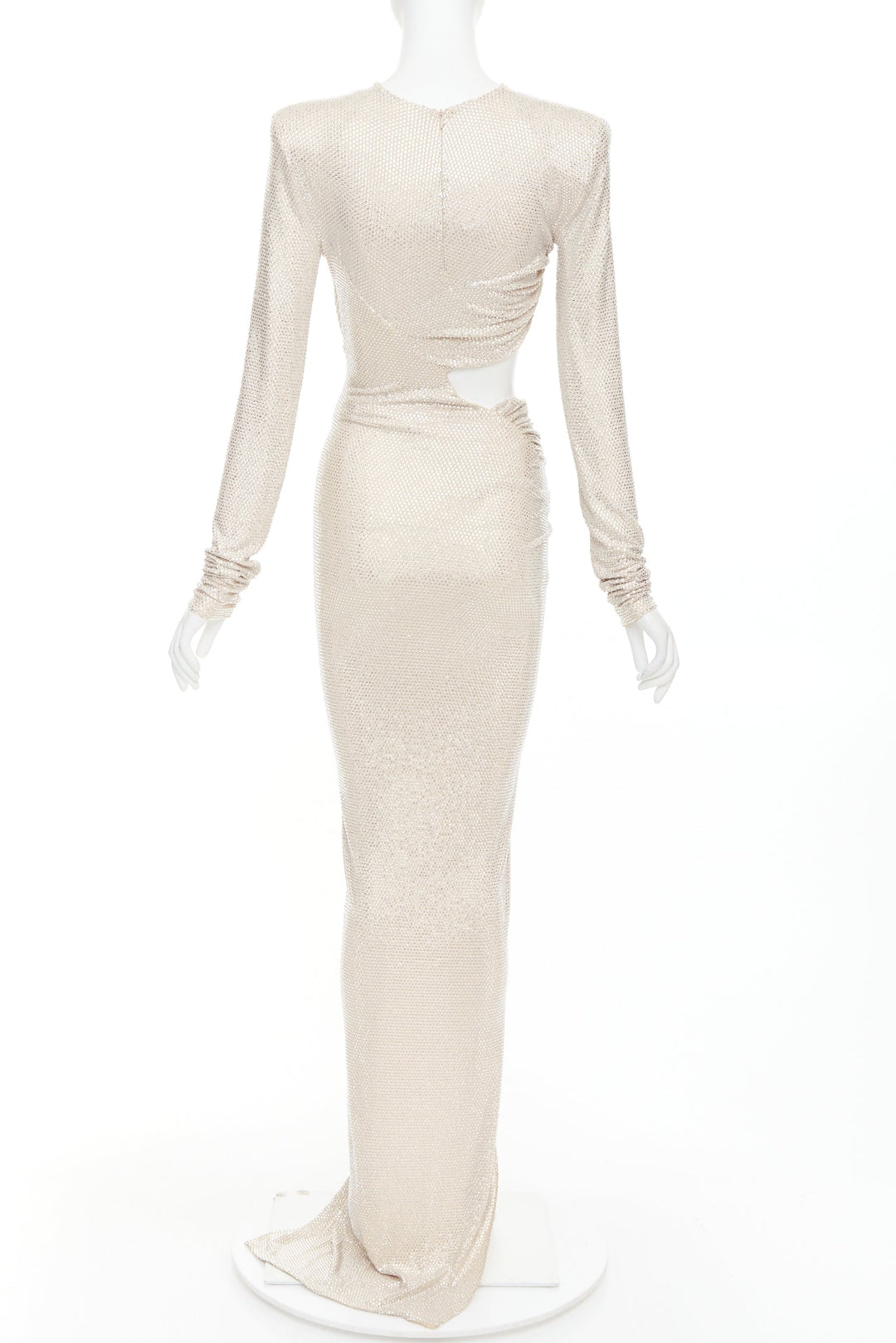 ALEXANDRE VAUTHIER 2023 Bridal ivory diamond strass crystal cut out draped gown