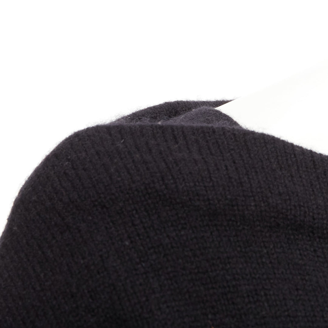 VALENTINO 100% cashmere black bateau neck crop sweater top XS