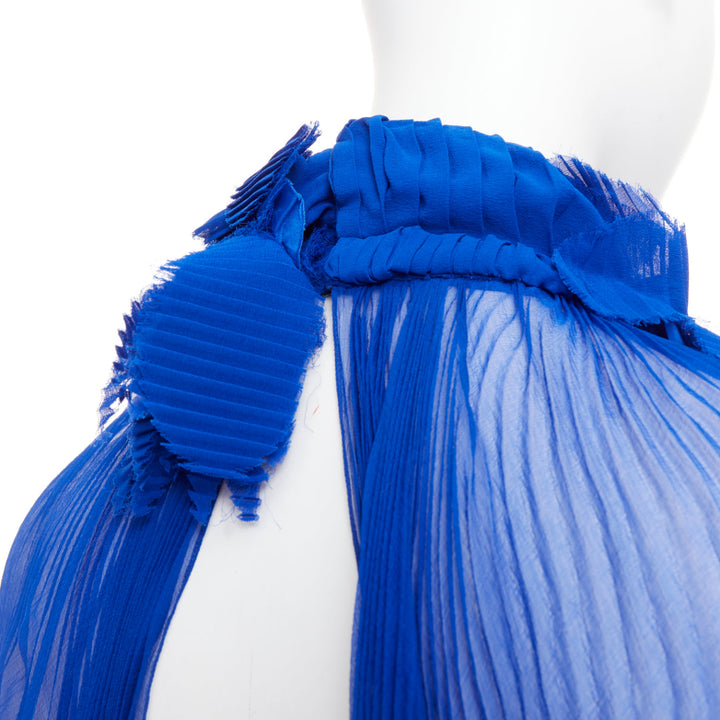 rare ALEXANDRE VAUTHIER COUTURE AW2022 Runway Lognon blue floral pleated gown