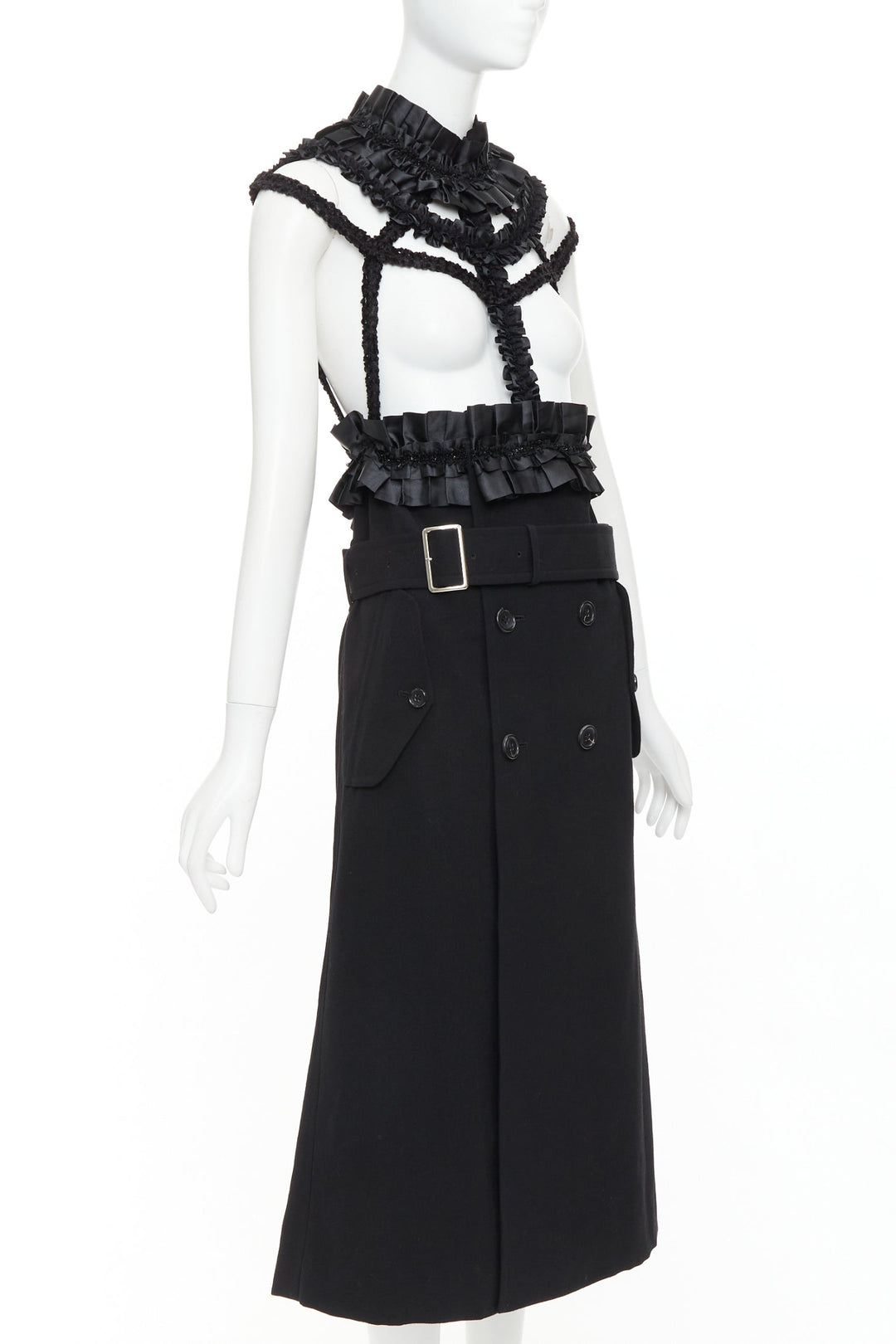 rare COMME DES GARCONS 2008 Runway Bad Taste caged deconstructed trench dress M