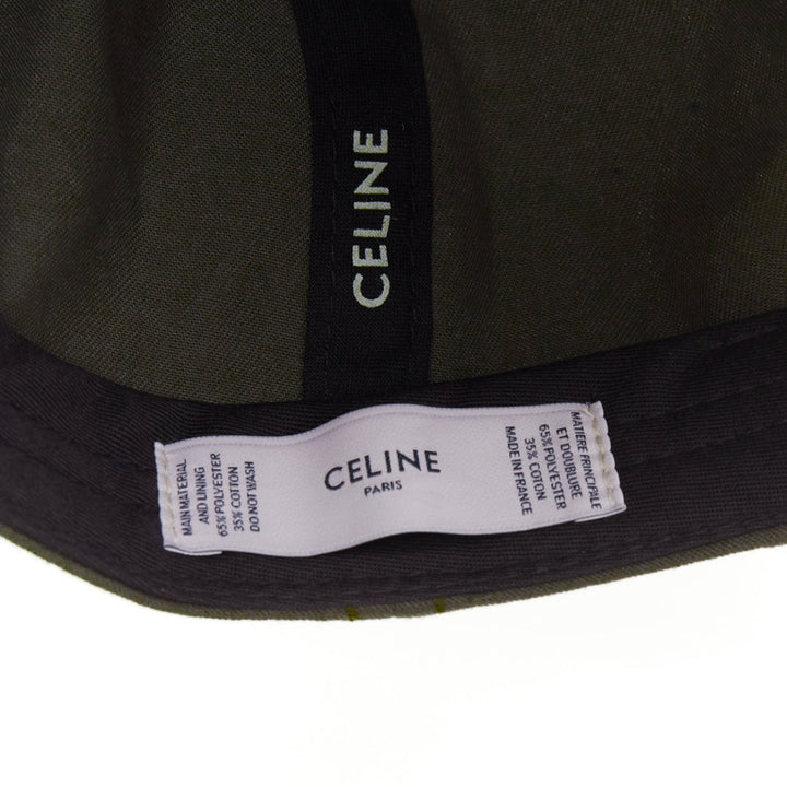 CELINE Sulky olive green cotton white carriage logo baseball cap hat 59cm